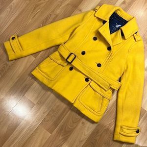 AEO Yellow Wool Pea Coat with Belt M